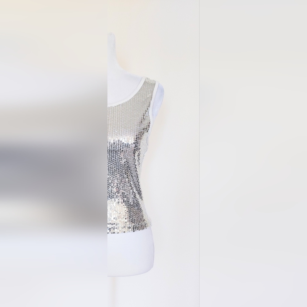 Wet Seal Sequined Cropped Tank Top White Size Small - Picture 3 of 7
